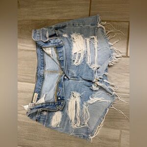 Levi's Light Blue Distressed Jean Shorts